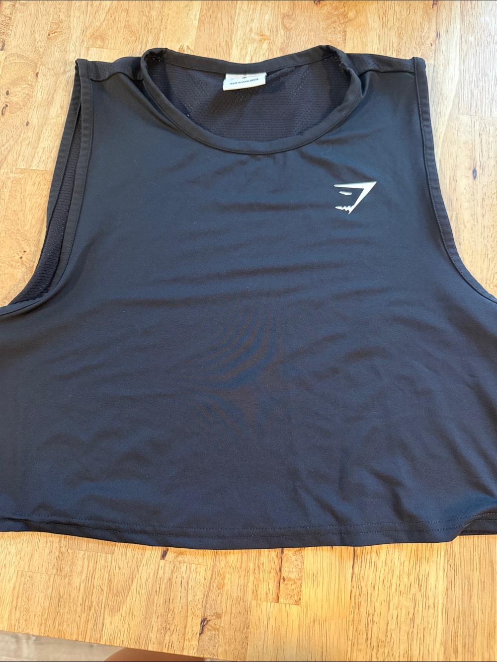 Gymshark Black Sleeveless Crop Performance Tank with White Logo